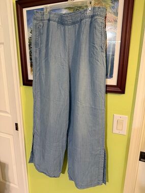 Light Wash Wide Leg Chambray Pants
